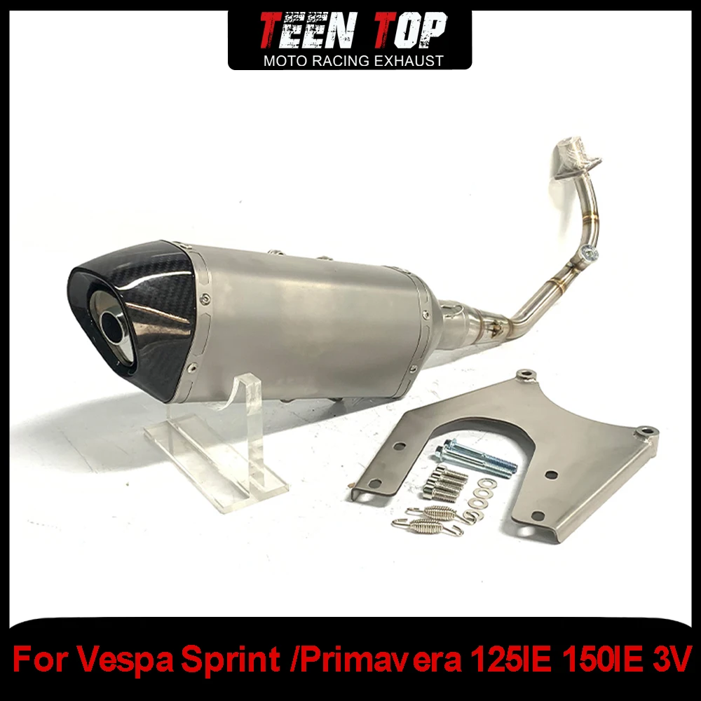 For Vespa Sprint /Primavera 125IE 150IE 3V Piaggo Liberty Motorcycle Exhaust Pipe Full System Escape Motobike Elbow 125cc