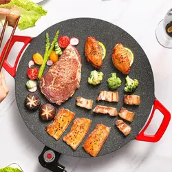 Electric Indoor Nonstick Grill Griddle Korean Style Electric Baking Tray Fast Heat Up Ideal Low Fat Meals