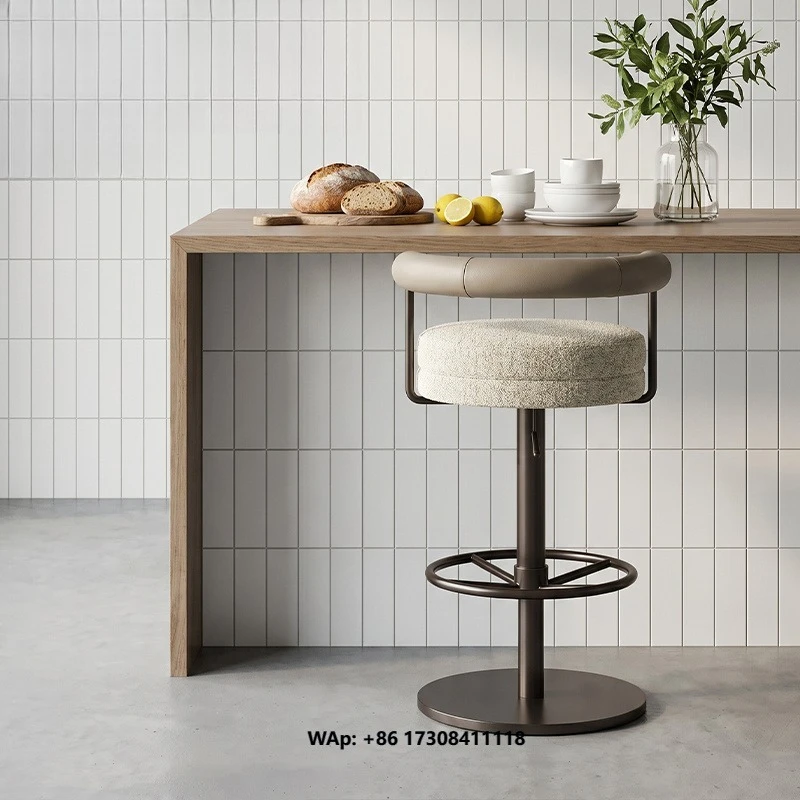 Wholesale Custom Modern Luxury Bar Stools Factory Price Boucle Fabric Metal Base Bar Chairs for Commercial Restaurant Furniture