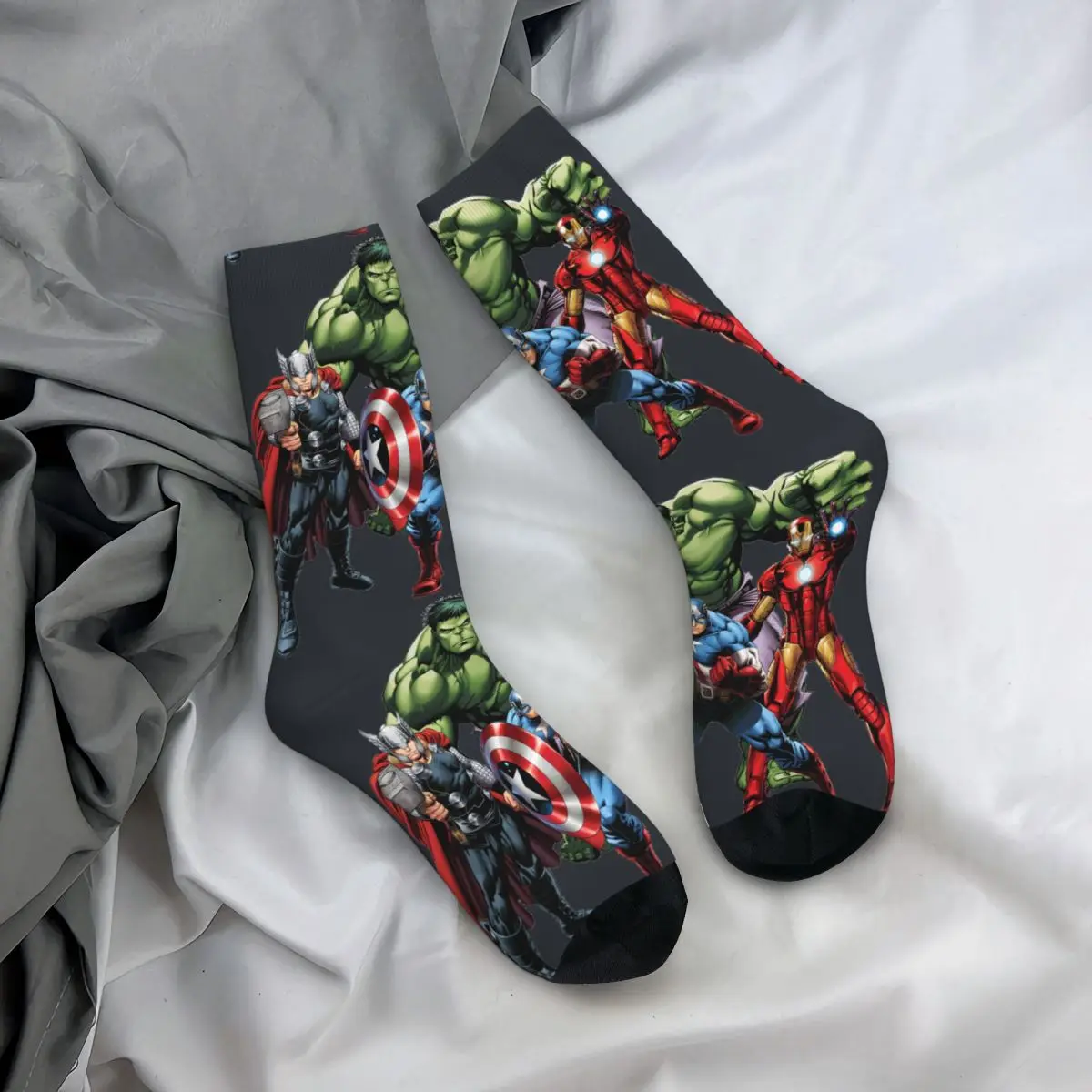 Unisex Disney Superhero Compressão Meias, Capitão América Filme, Harajuku Seamless Impresso, Novidade Crew Sock, Retro, Men's