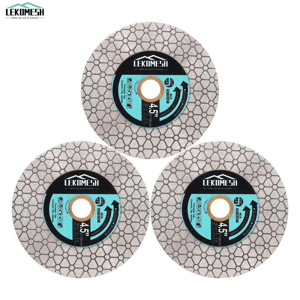 LEKOMESH 3Pcs Dia115/125mm Diamond Cutting Grinding Disc Double Side Saw Cutting Blades For Cutting Ceramic Tile Marble