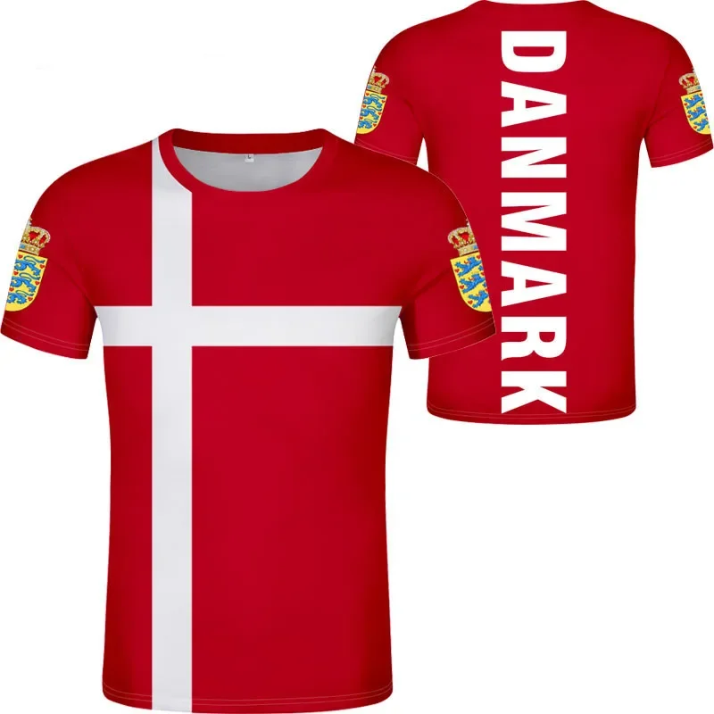 Dinamarca hombre joven gratis hecho a medida nombre impresión foto Dnk camiseta bandera de la nación Reino danés país Dinamarca Dk ropa Casual