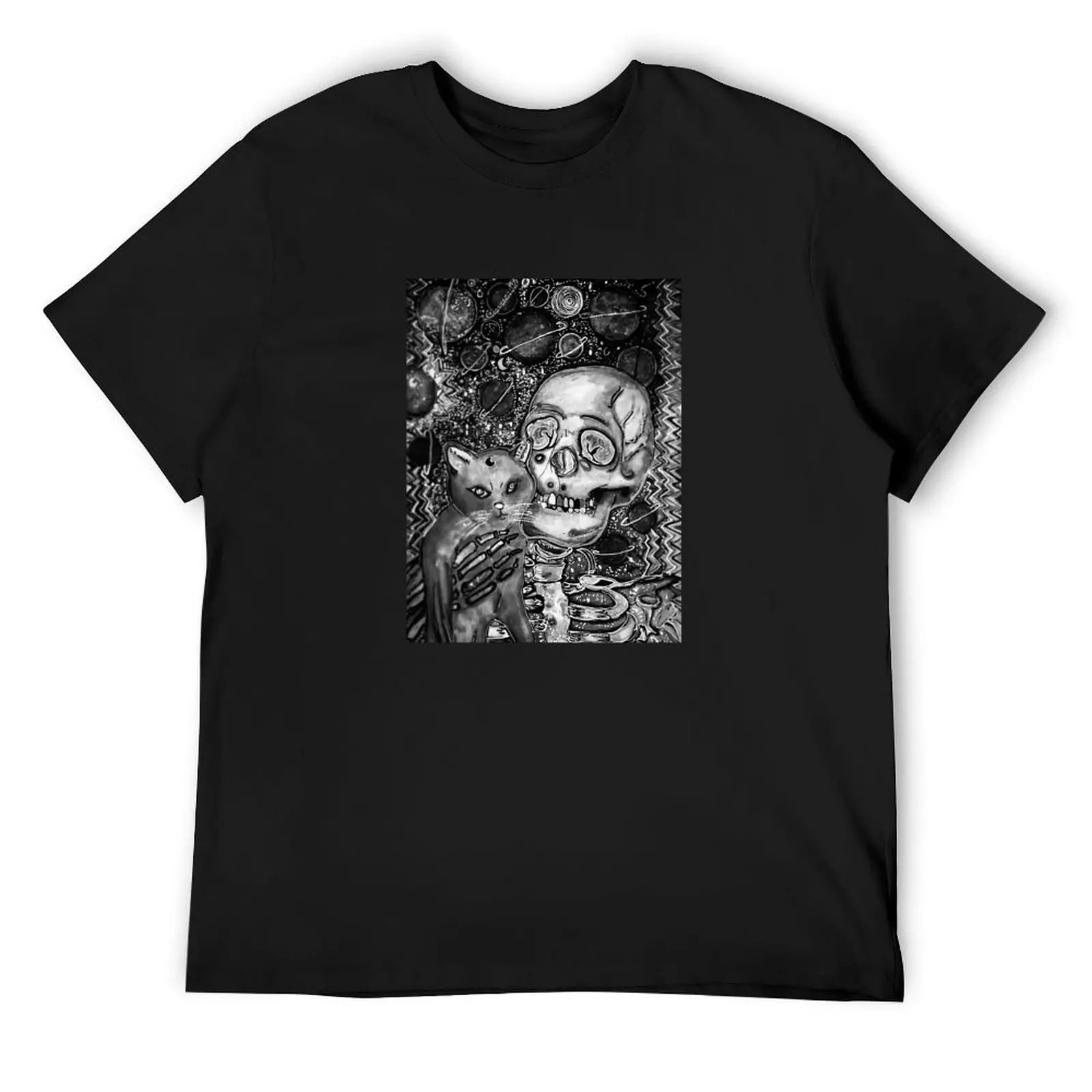 Copy of skeleton and cat T-Shirt vintage graphic tee shirts graphic tees t shirt for men