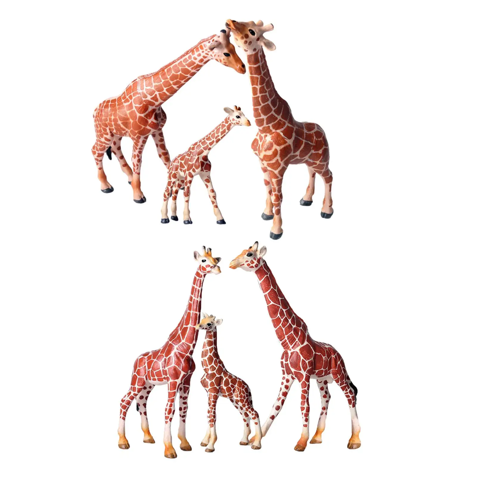 3x Giraffe Animal Figurine Preschool Educational Toy Animal Learning Ornament Giraffe Figures for Boys Girls Kids Ages 3+