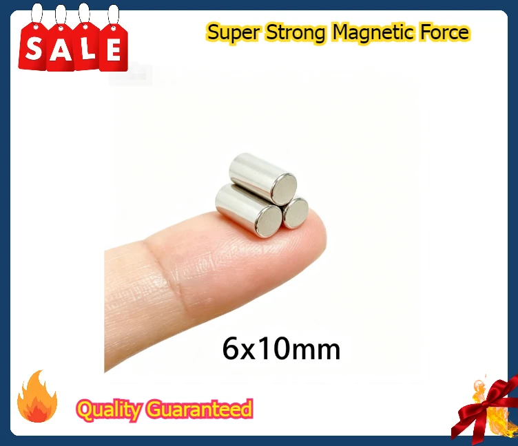 6x10mm Permanent NdFeB Cylinder Magnet Round Disc Neodymium Strong Powerful Small Bulk Magnets for Electronics