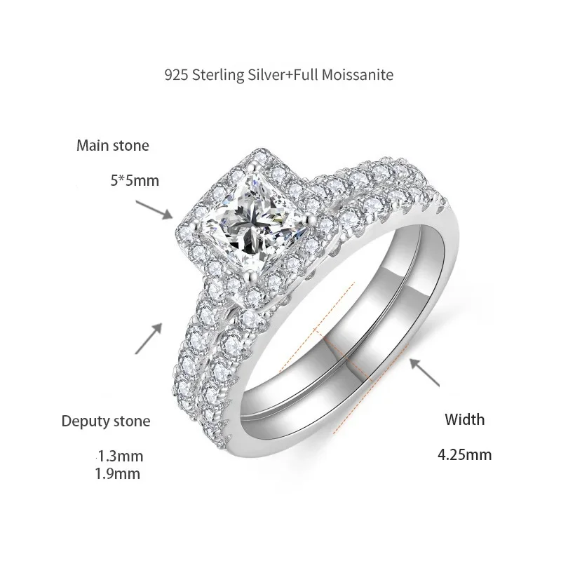 

Apaison 18K Gold Plated Full Moissanite Women Ring 925 Sterling Silver Wedding Engagement Jewelry Gift