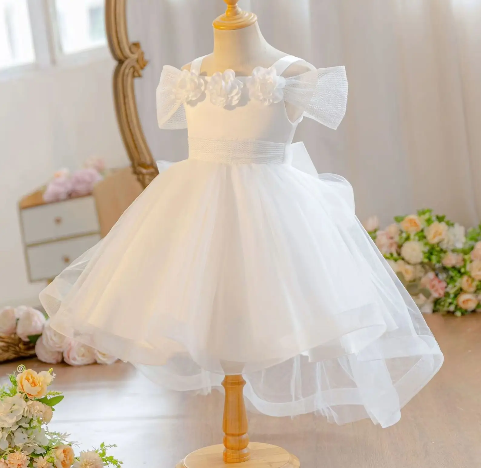 

Baby Girls' Party Dress with Flowers Kid Girl Summer Dresses Princess Child Clothes Sling