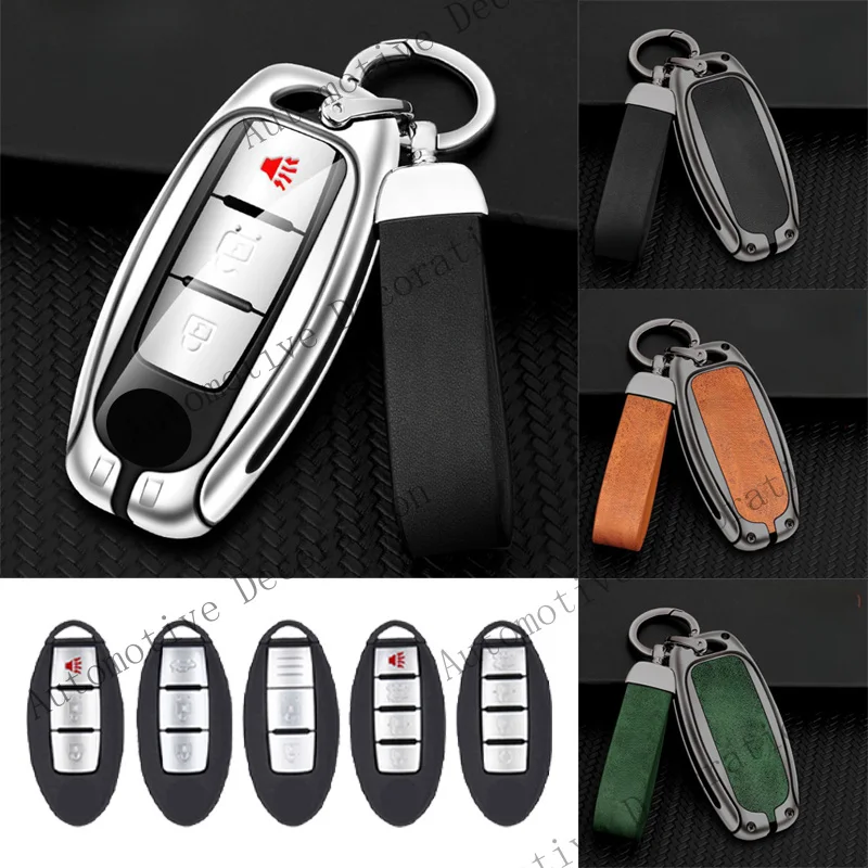 Z+ Zinc Alloy TPU Leather Car Key Fob Case Cover For Infiniti Q50 For Nissan Altima