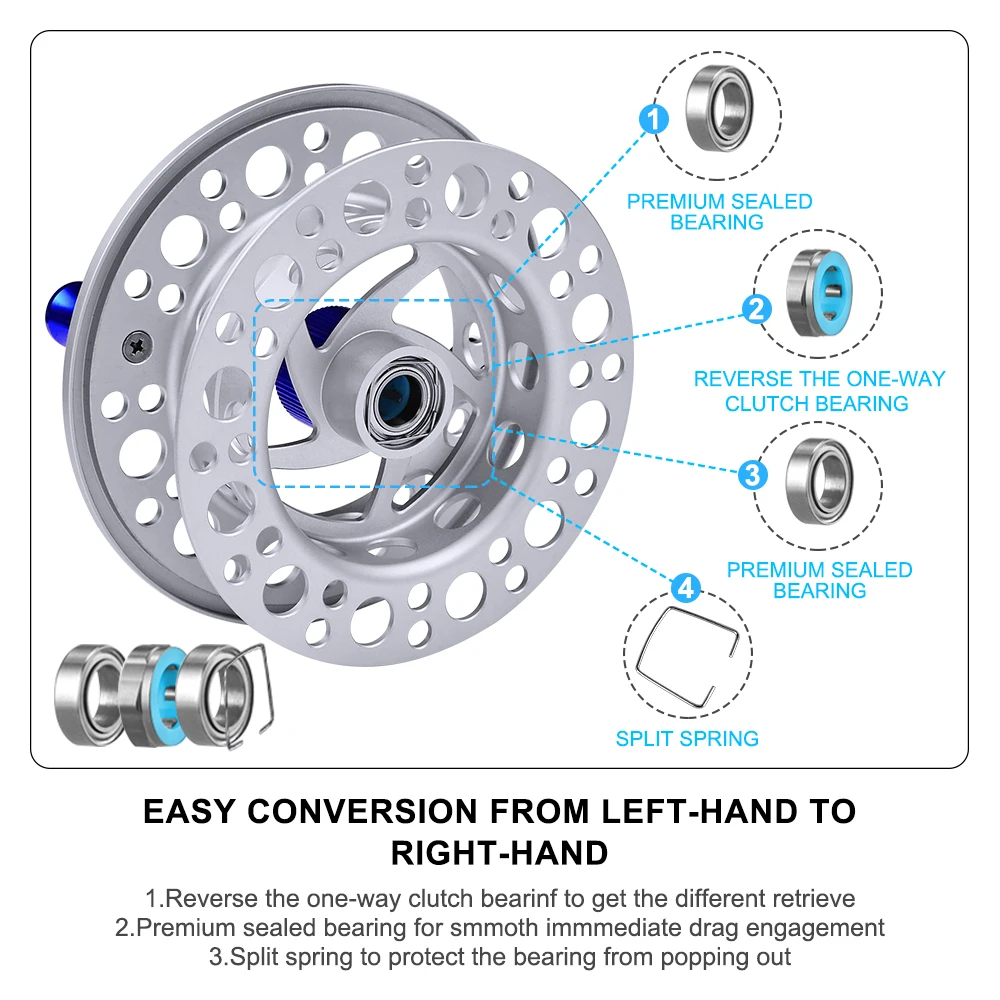 PROBEROS Fly Reel 5/7-7/9-9/10 WT Fly Fishing Wheel Aluminum Fly Fishing Reel CNC Machine Cut Large Arbor Die Casting