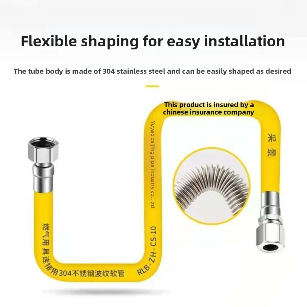 

Explosion Proof Natural Gas Pipe Armored 0.5/1/1.5/2/2.5m Stove Gas Line Flexible Steel Detachable Gas Dryer Hose Kit