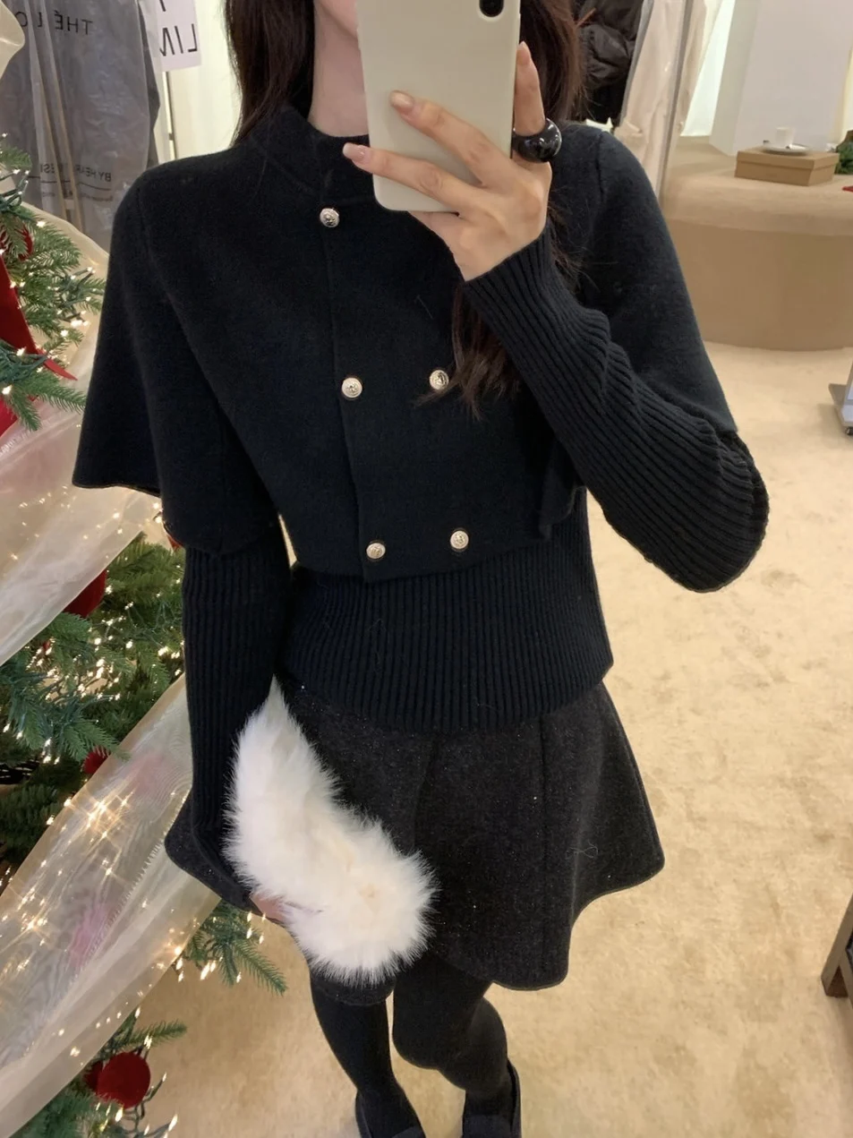 

Slimming Hellokay Small Fraance Sle Two-Piece Set Women's Winter Faion Outerwear Casual Ele Cotton Blend