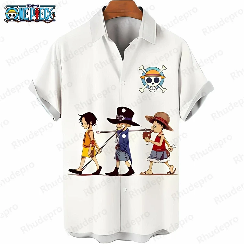 Men's One Piece Hawaiian Shirt Summer Tropical Palm Leaf Print Short Sleeve Casual Anime Kids Clothes Loose Beach Shirt Tops