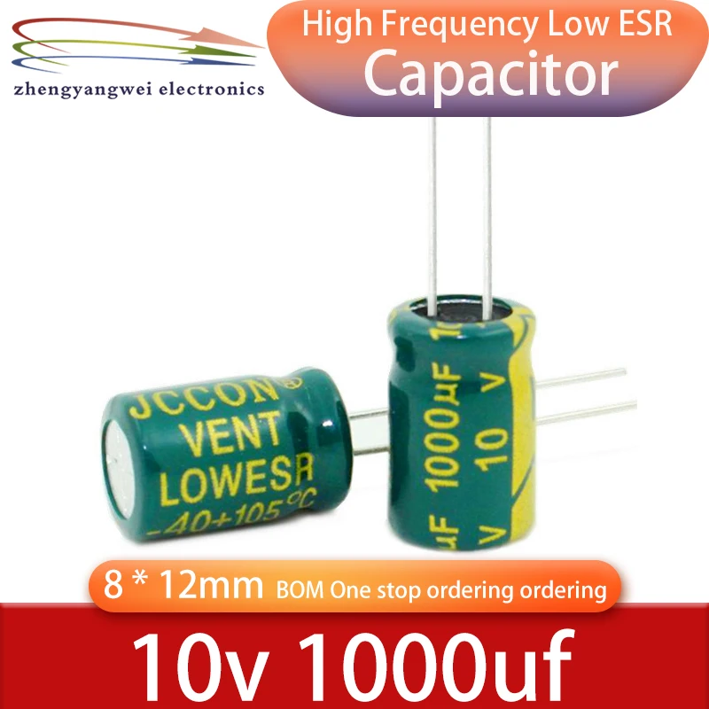 50PCS 10v1000uf 8x12 1000UF 10V 105C ° high-frequency low resistance electrolytic capacitors