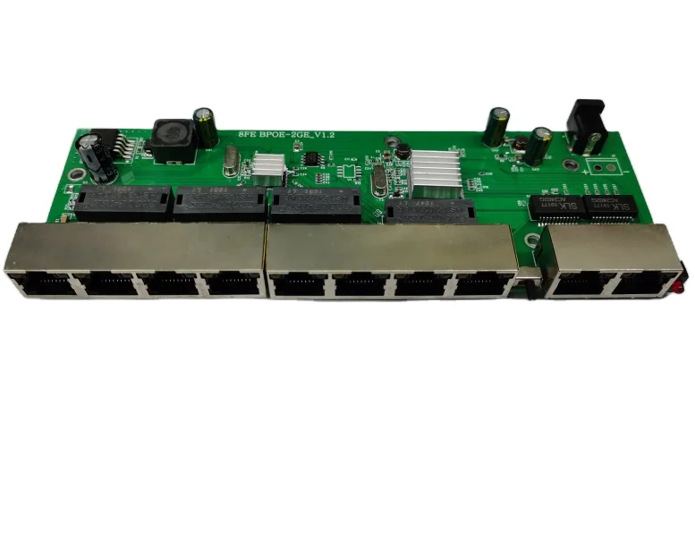 Wanglink High Quality 10/100Mbps 8 port with 2GE Uplink VLAN Control Network RPOE PCB