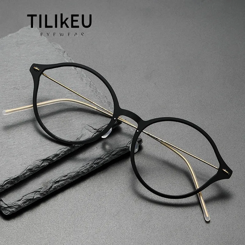 

High Quality Retro Round Eyeglasses Frames Trend Men Women Designer Nylon Titanium Ultralight Circle Screwless Glasses Eyewear