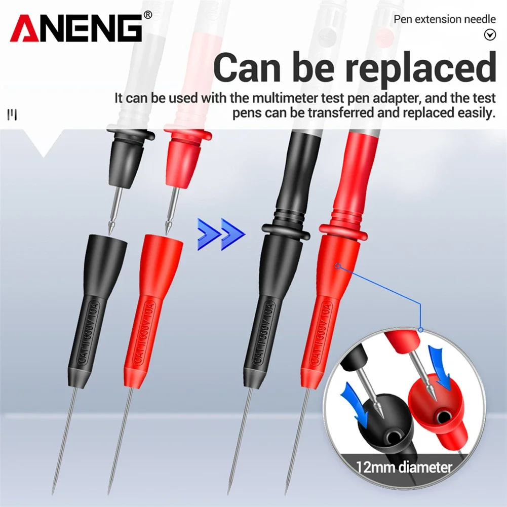 2-100PCS ANENG PT2002 Insulation Piercing Needle Non-destructive Multimeter Test Probes Red/Black 600V 10A Diagnostic Tools