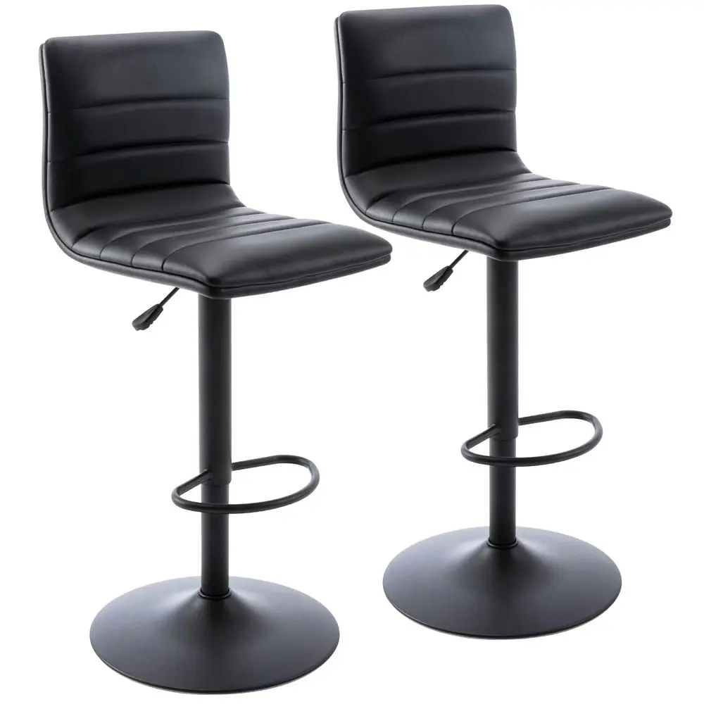 

PU Leather Bar Stools, Modern Square Adjustable Swivel Barstools with Back, Armless Airlift Counter Height Bar Chairs for Kitch