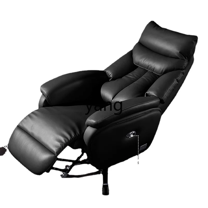 CX Reclining Leather Executive Chair Comfortable Long-Sitting Home Cowhide Chair Office