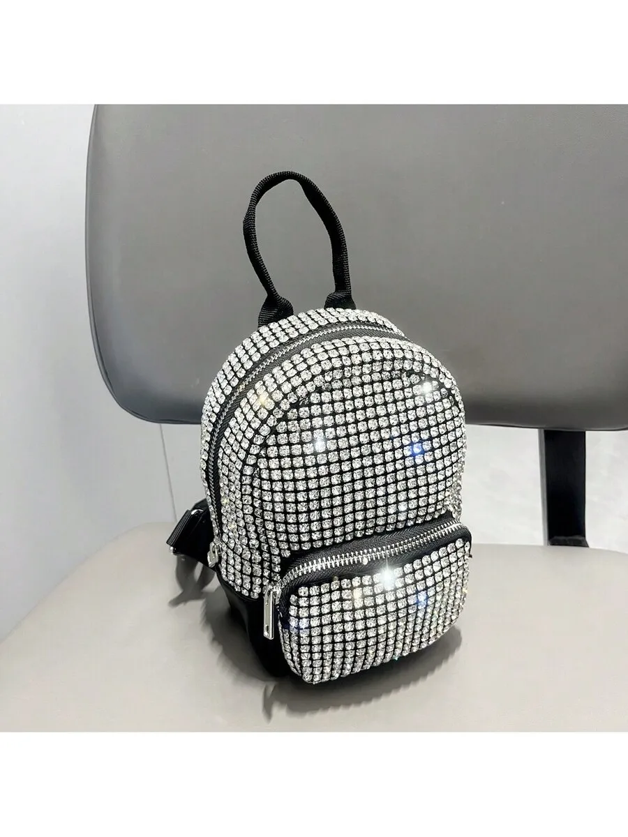Sparkling Rhinestone Mini Backpack For Women Shoulder Bag Casual Small Bag