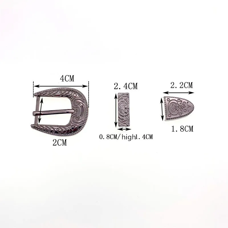 Metal vintage belt buckle Chinese classical alloy embossed leather accessories Belt buckle three pieces of rope buckle