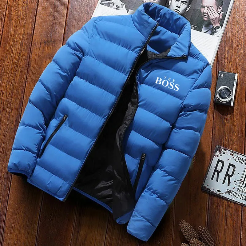 

Thick Men New Warm Parka Jackets Winter Casual Men's Outwear Coats Solid Stand Collar Male Windbreak Cotton Padded Down Jacket