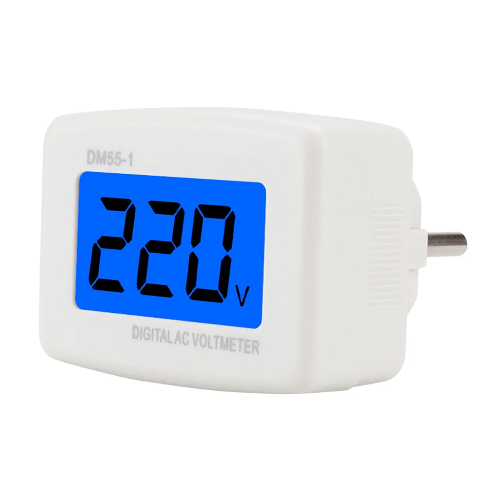 DM55-1 Digital AC Voltmeter EU US Plug Volt Meter Socket Voltage Tester LCD Display 110V 220V Wall Flat Voltage Mete