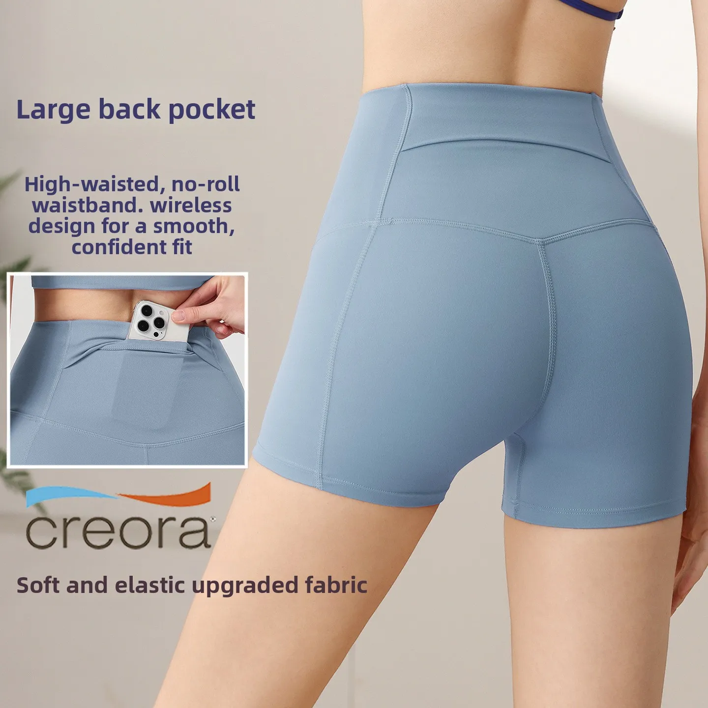 Sports and Fitness Shorts, Peach Pants, Running Three-quarter Pants, Hip-raising High-waist Elastic Leggings, Yoga Shorts