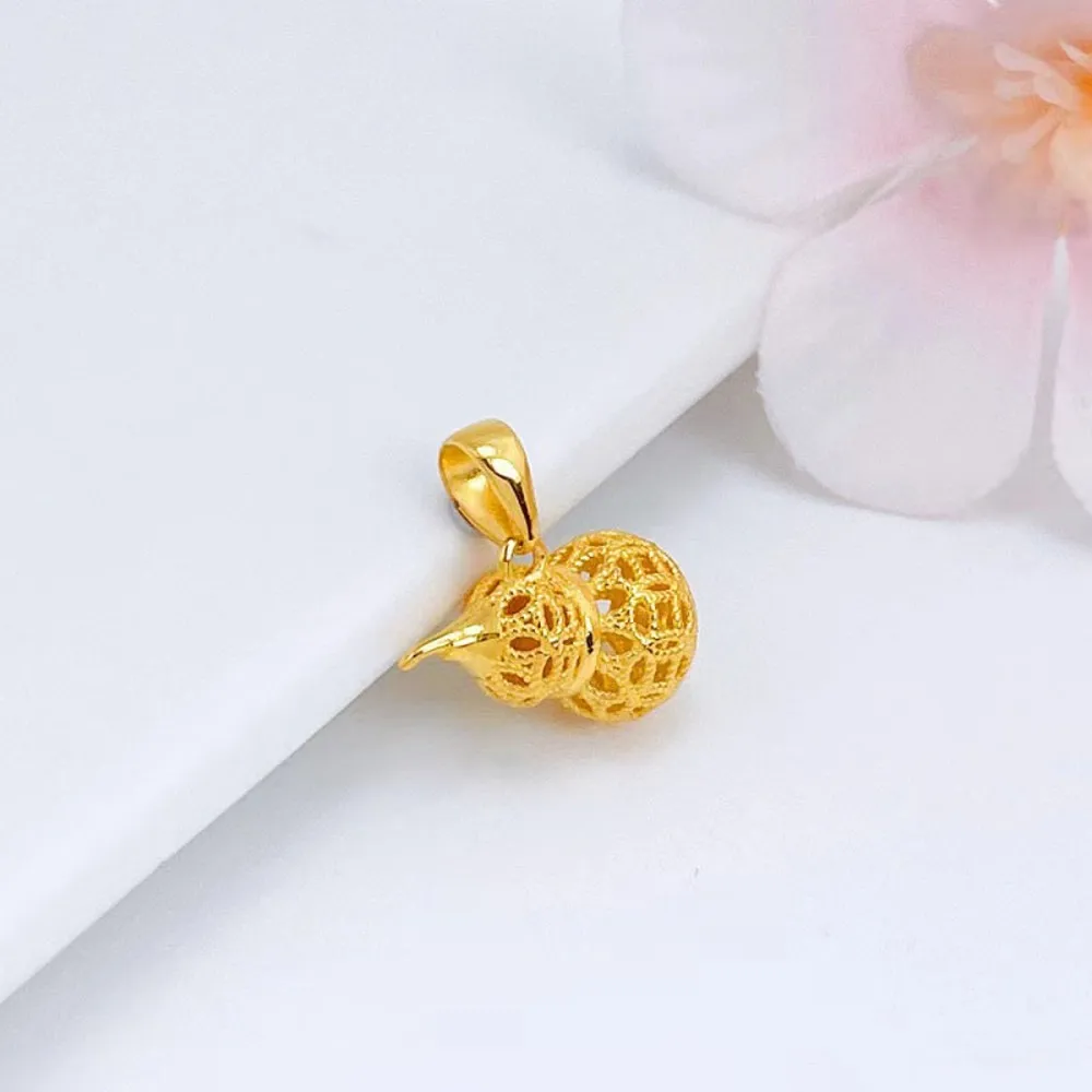 Real Pure 999 24K Yellow Gold Men Women Lucky Gift Fu Hollow Coin Gourd Pendant 1.56-1.78g 