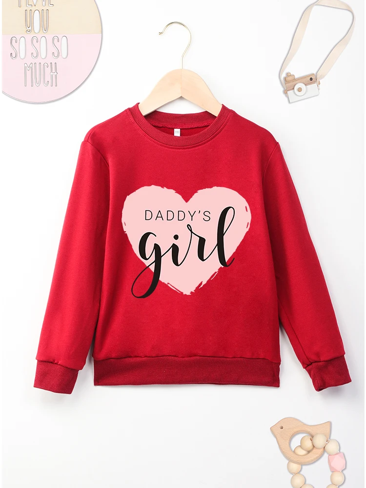 High Quality Kids Pink Sweatshirts Dropship Y2K Minimalist Graphic Daddy\'s Girl Letters All-match Trendy Child Sweater Clothes