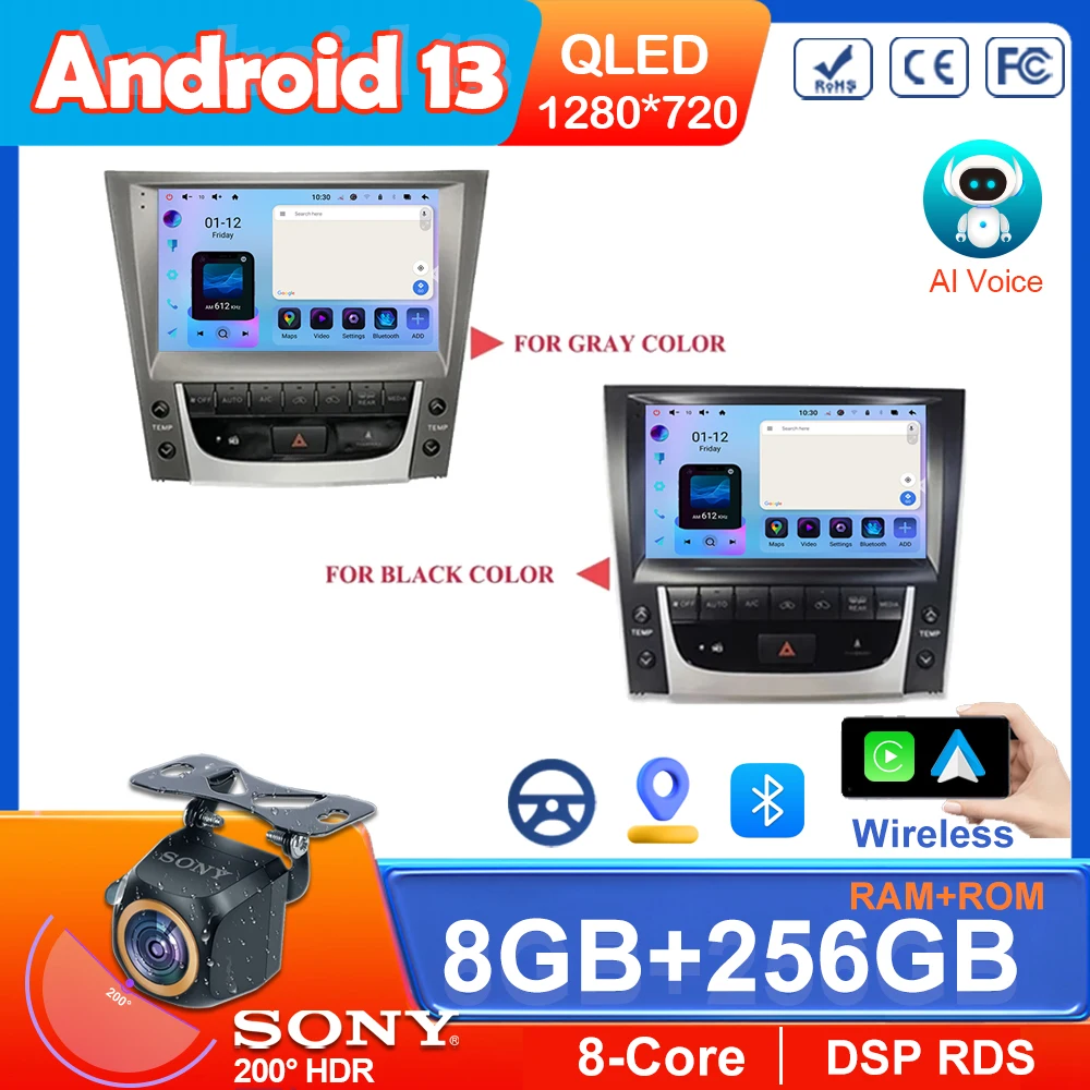 Auto Radio Android 13 For Lexus GS300 S190 GS350 GS400 GS430 GS450h GS460 GS 300 III 3 350 Multimedia Navigation GPS Player DVD