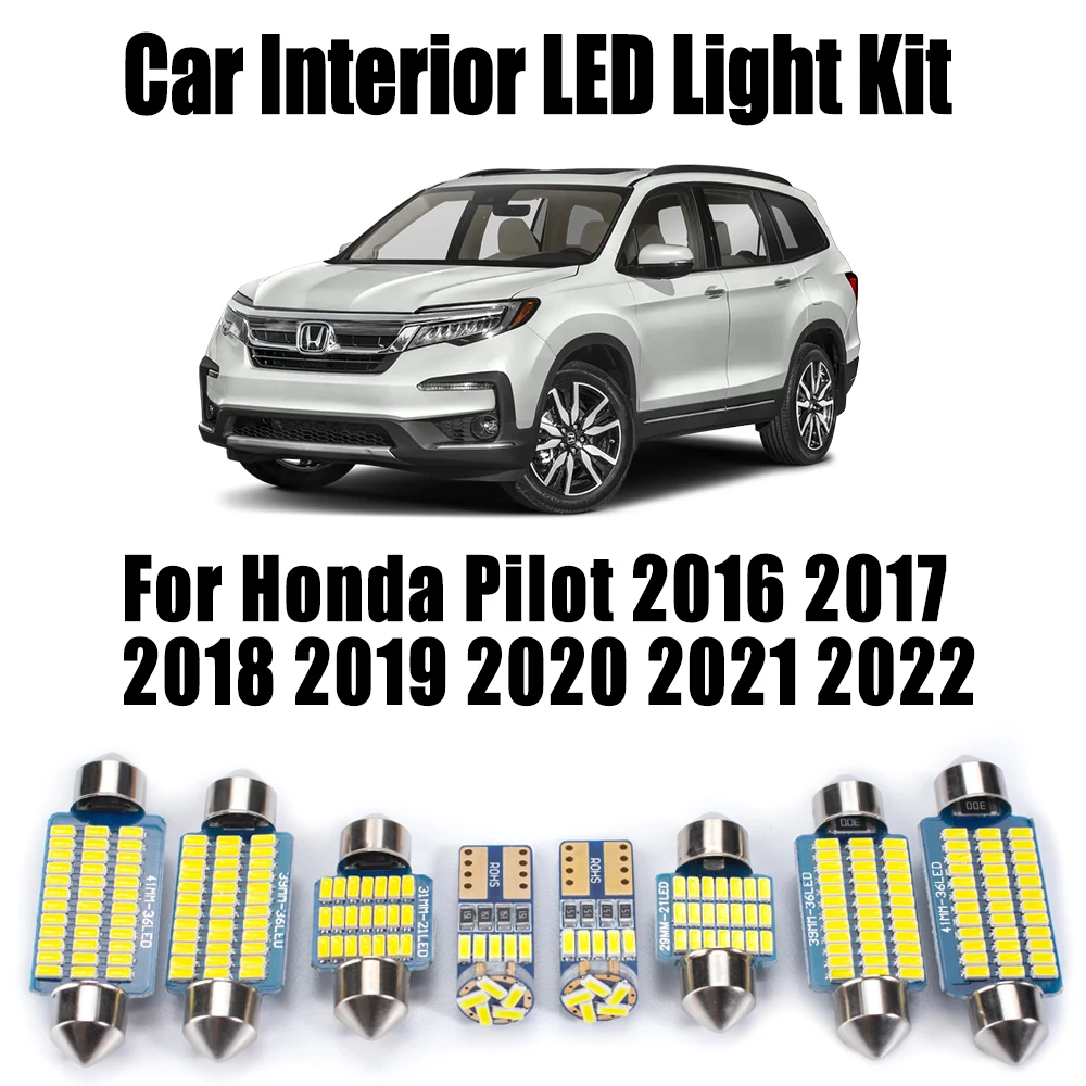 

13Pcs LED Interior Map Dome Ceiling Bulbs Light Kit Canbus For Honda Pilot 2016 2017 2018 2019 2020 2021 2022 Car Accessories