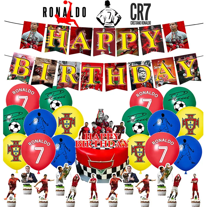 Cristiano Ronaldo Theme Party Anime Action Figure Banners Cake Inserts Balloon  Disposable Baby Shower Decoration Supplies Event