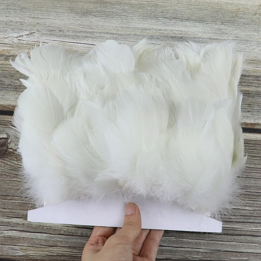 1 Meter Baby pink Goose Duck feather Trims Fringe 8-10 cm Colored Geese feathers Ribbon Trimming for Party Dress Sewing Decor