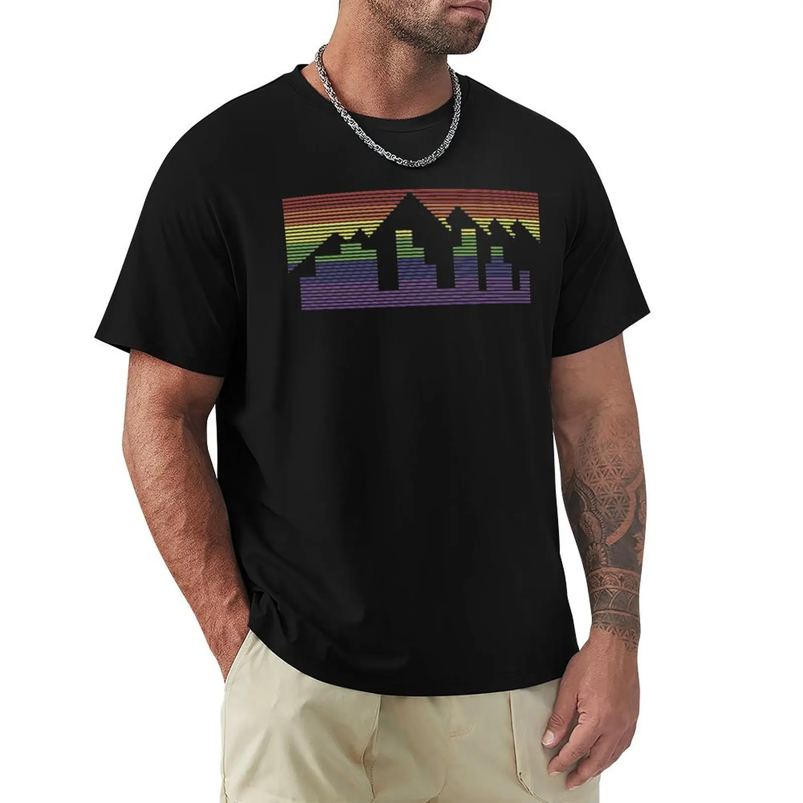 Nuggets Rainbow T-Shirt Basic Casual Short Sleeve Cotton Shirt