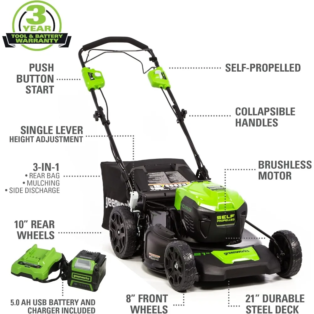 (Self-Propelled) Lawn Mower (75+ Compatible Tools), 5.0Ah Battery and Charger Included