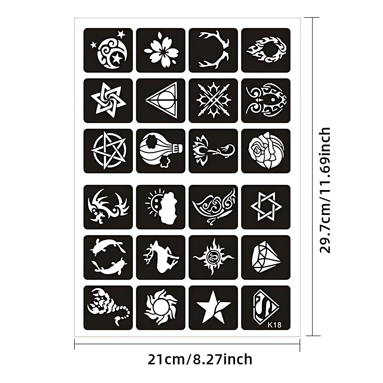 195pcs Henna Tattoo Stencil Kit for Women Girls Kids Texture Deer Dimond Glitter Airbrush Stencils Templates for Face Arm Chest