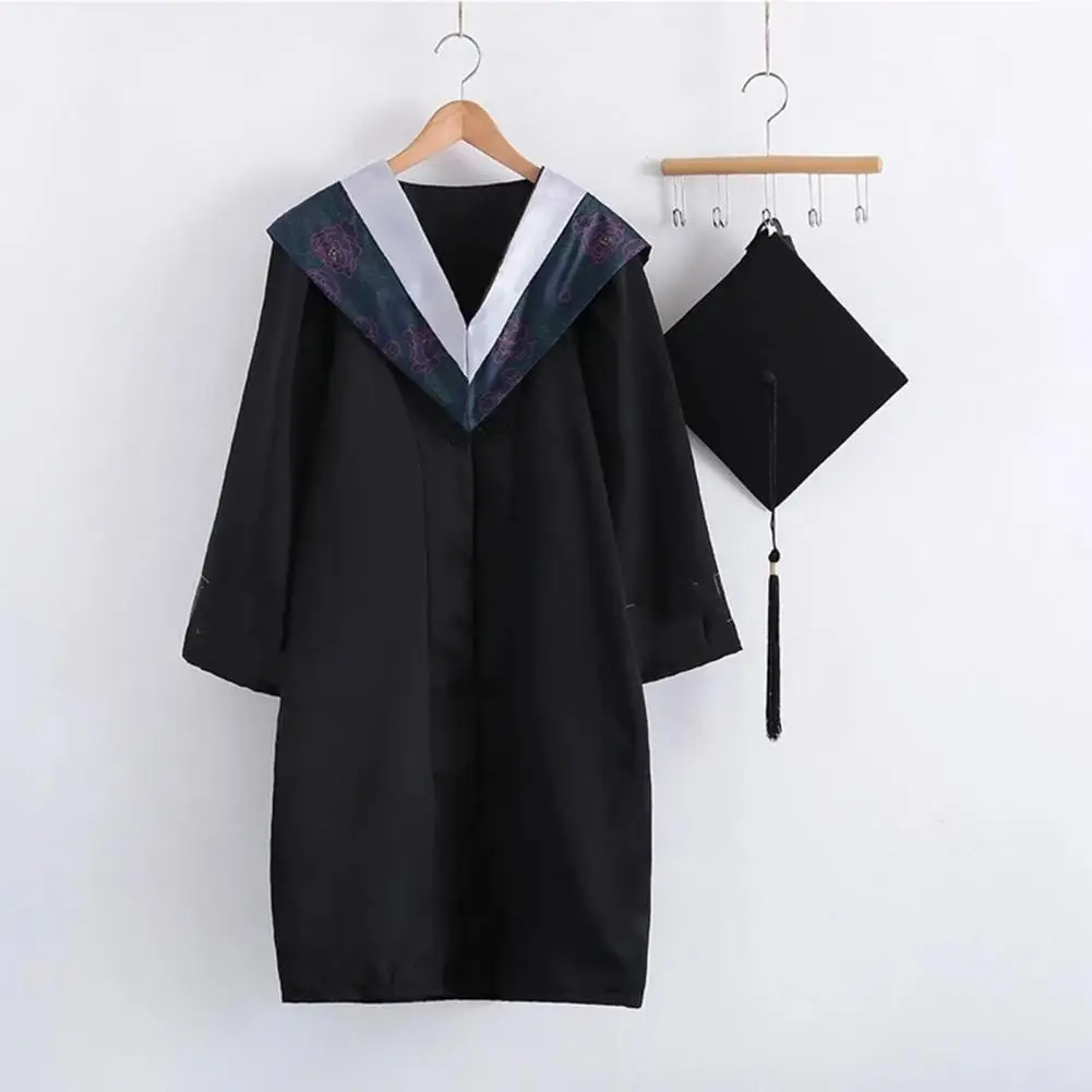 1 Set 2022 Graduation Dress Bachelor Cap Unisex University Academic Dress with Graduation Cap Men Women Graduation Gown Hat Set