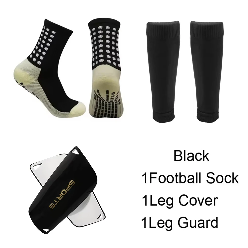 

3 Pairs Set Anti Slip Football Socks For Men Outdoor Sports Grip Soccer Sock Shin Guards Football Shin Pads Socks Guard Sleeves