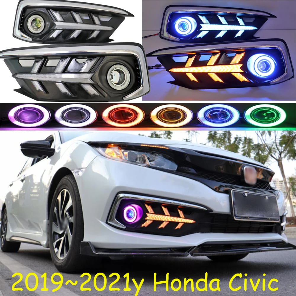 

2019~2021y headlamp for Honda Civic daytime light head lamp car accessories LED DRL halogen fog headlight for Civic fog light