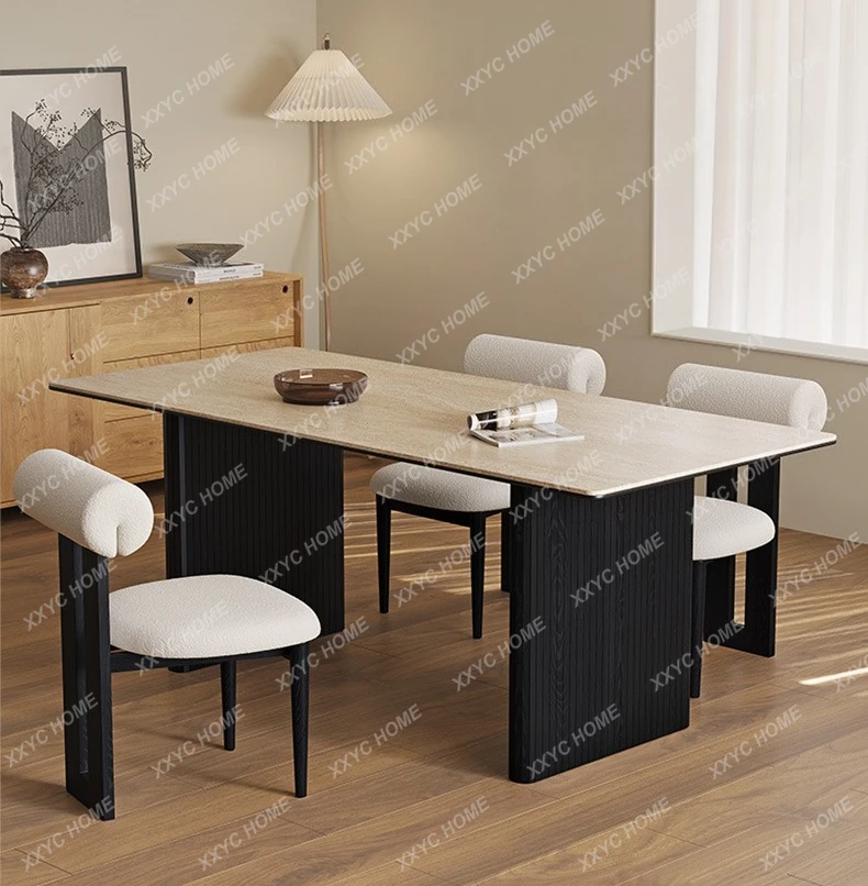 MM Wabi Sabi antique rock slab dining table small apartment  minimalist high-end dining table