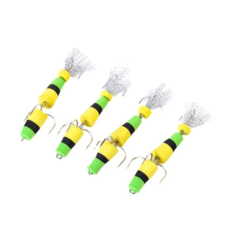 4Pcs Fishing Tackle Foam Lure MultiJointed Density Foam Swim Baits with 2 Hook