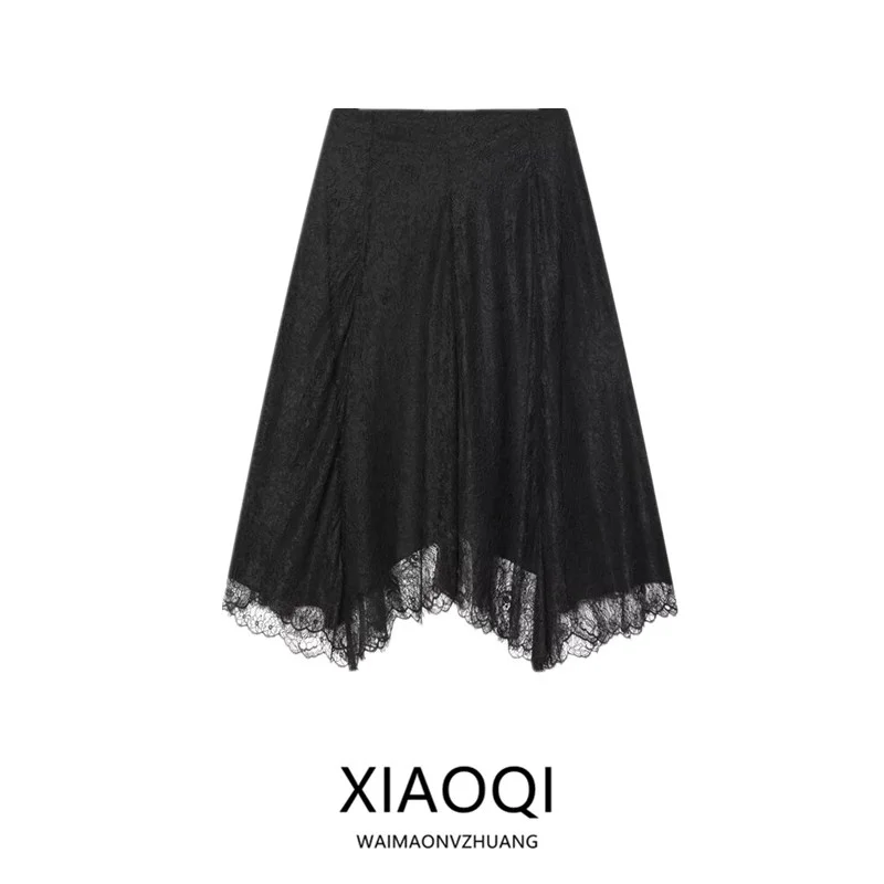 Winter 2025 New Arrival Women's Midi Skirt Lace Design mid Waist f Body New Faion Trend Ci Commute A-Line Loose Fit