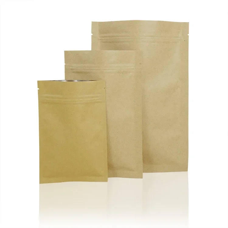 500pcs/LOT 10*15CM Kraft paper stand up zipper ziplock bag food coffee candy gift packing bags seal sealing aluminum foil pouch