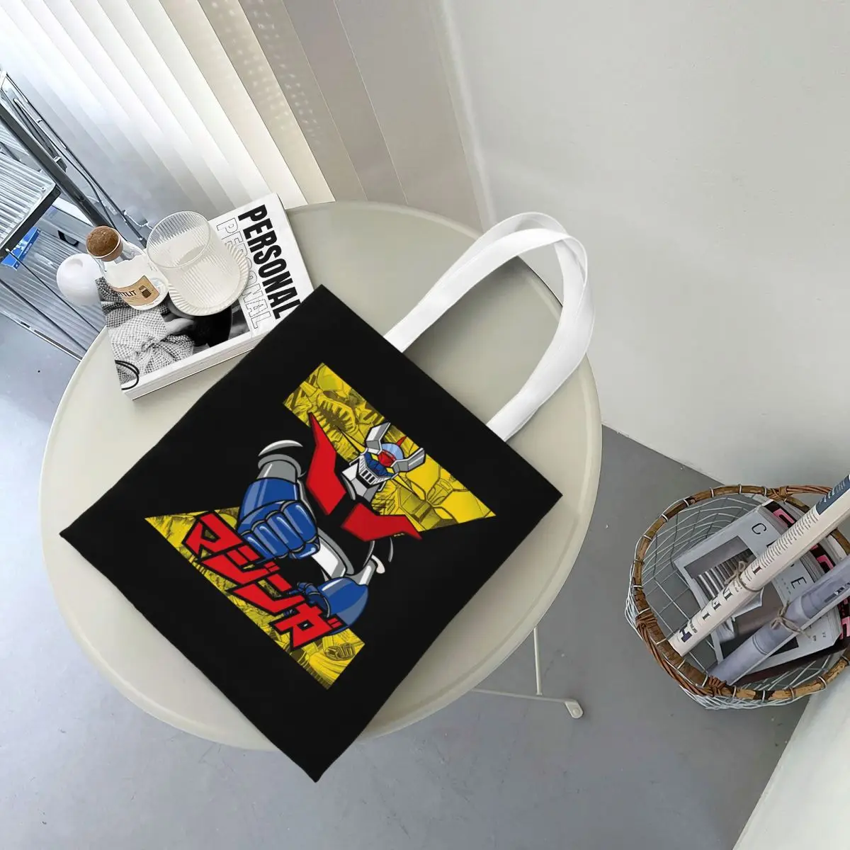 Mazinger Z Goldorak Actarus Grendizer Mask Shopping Bags Canvas The Tote Bag Folding for Ladies Shoulder Tote Travel Handbag
