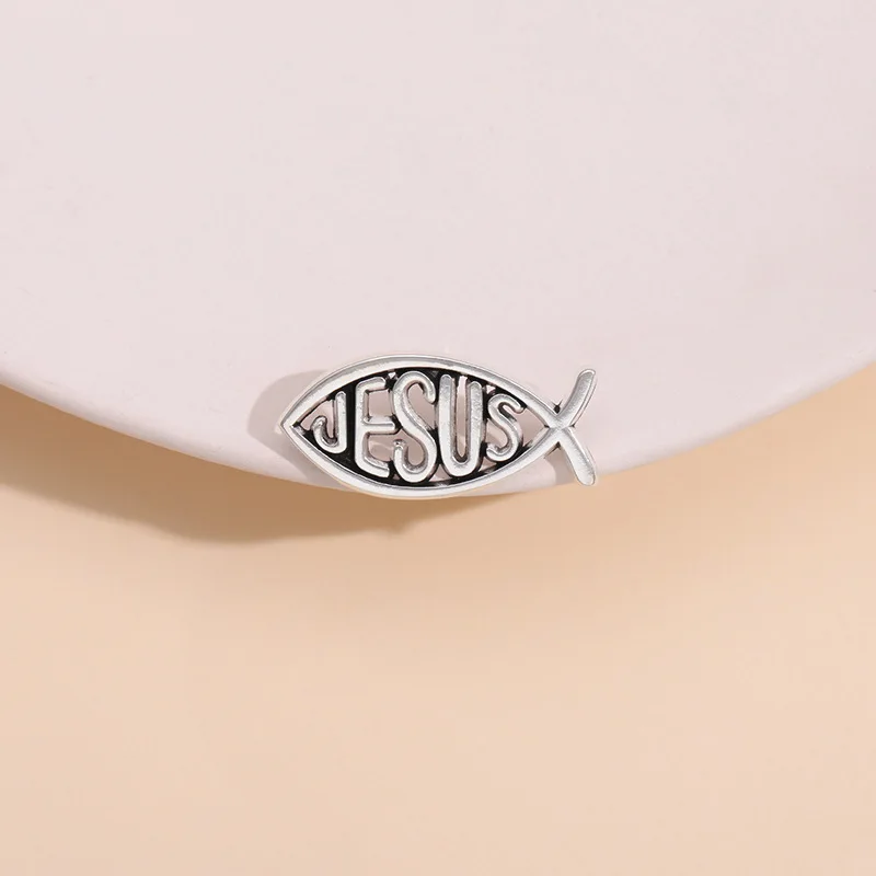 Jesus Fish Christianity Enamel Pins Hat Clothes Collar Backpack Jewelry Brooches Lapel Pin for Kids Friends Wholesale Badge Pin