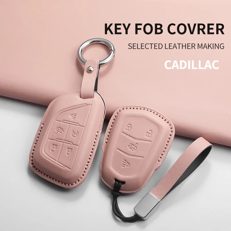 Кожаный чехол для автомобильного ключа для Cadillac ATS-L XTS XT4 XT5 XT6 CTS CT4 CT5 CT6 ATS 28T SRX Escalade, корпус ключа, автомобильные аксессуары Кожаный чехол для автомобильного ключа для Cadillac ATS-L XTS XT4 XT5 XT6 CTS CT4 CT5 CT6 ATS 28T SRX Escalade, корпус ключа, автомобильные аксессуары
