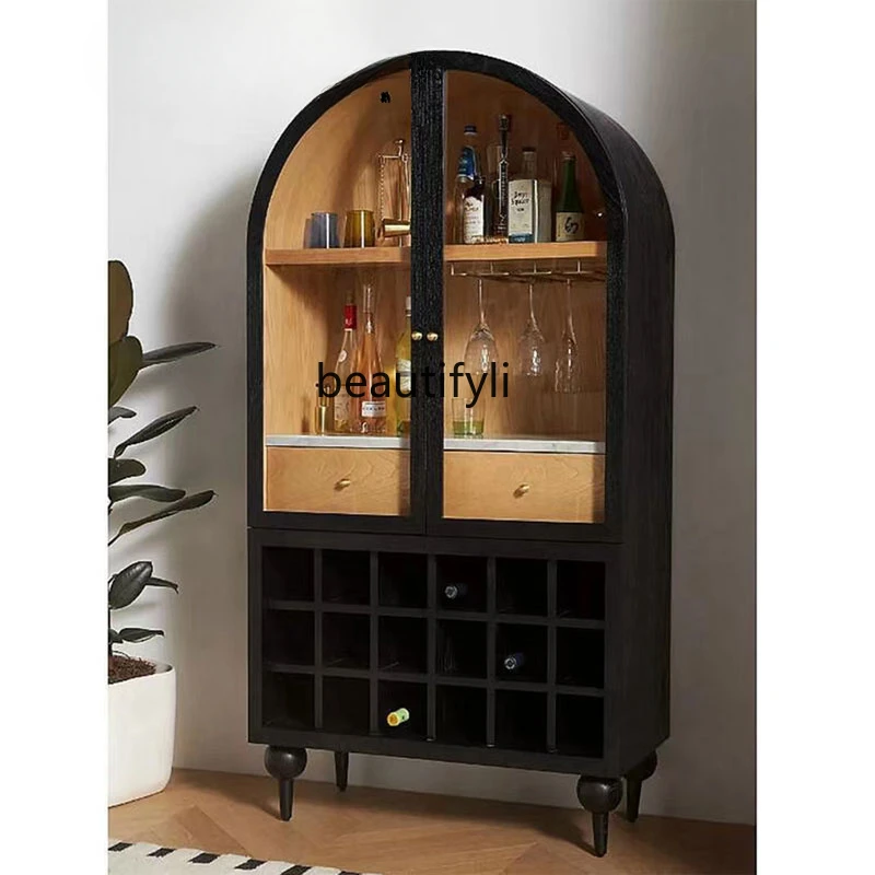 

Nordic Arched Door Double Door Dining Side Standing Cabinet High Cabinet Storage French American Homestay