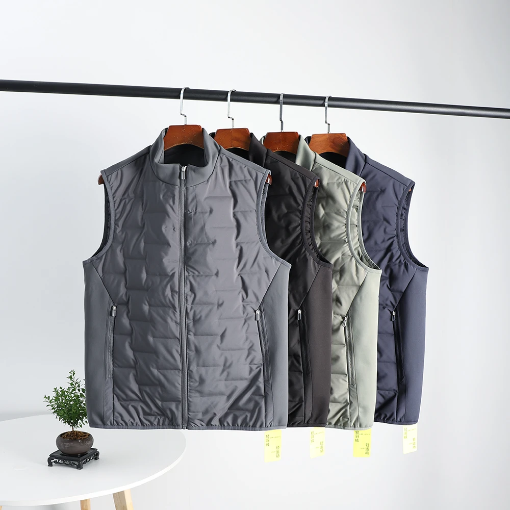 

Мужской модный пуховый жилет: легкий, теплый, для осени и зимы, с воротником-стойкой, повседневный, однотонный, универсальный