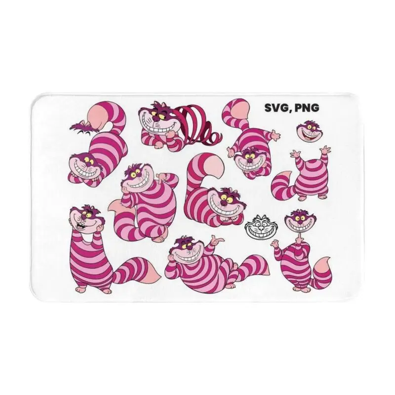 

Custom Alice In Wonderland Front Door Mat Anti-Slip Outdoor Absorbent Cheshire Cat Doormat Garden Garage Entrance Rug Carpet
