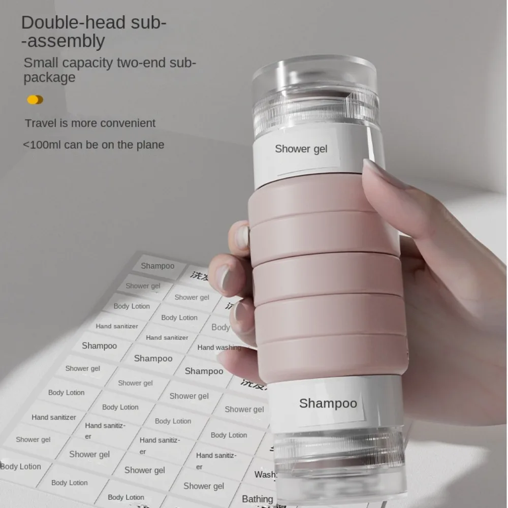 

Storage Bottle 100ml Travel Refillable Botttle Foldable Double Head Gel Lotion Bottle Container Silicone Squeeze Tube Shower Gel